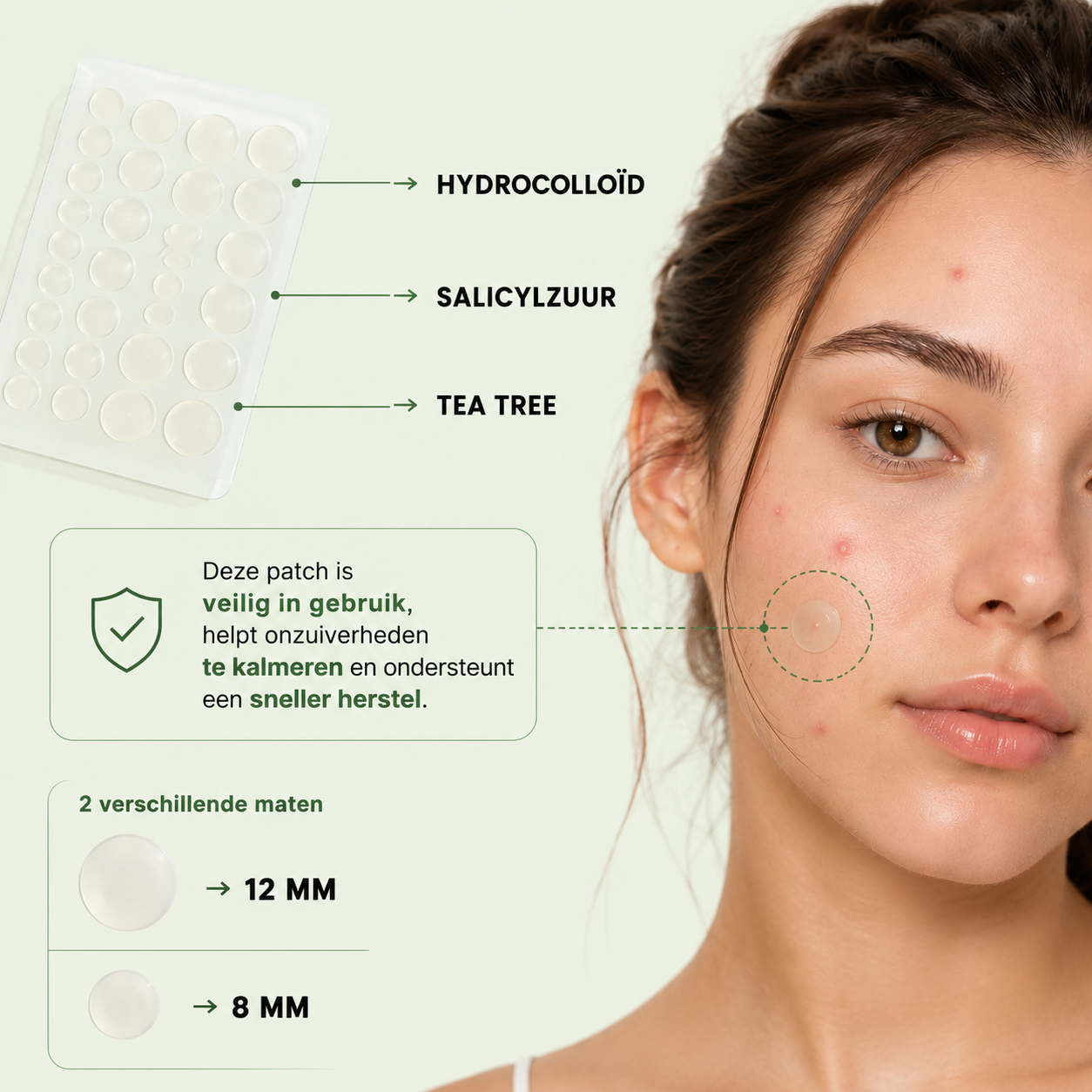 Pimple patches op een onzuivere huid met puistjes